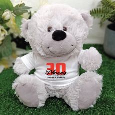 30th Teddy Bear Grey Personalised Plush