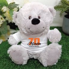 70th Teddy Bear Grey Personalised Plush