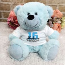 Personalised 16th Birthday Teddy Bear Light Blue