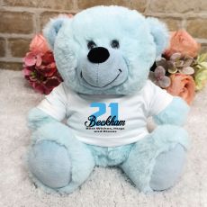 Personalised 21st Birthday Teddy Bear Light Blue