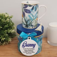 Grandma Mug with Personalised Gift Box - Tropical Blue