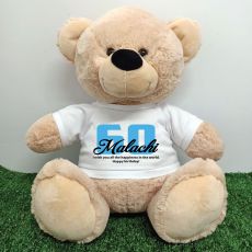 60th Birthday Bear with T-Shirt 40cm Cream