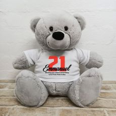 21st Birthday Personalised Bear with T-Shirt - Grey 40cm