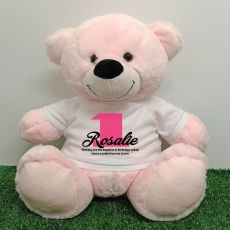 18th Birthday Personalised Bear with T-Shirt - Light Pink 40cm
