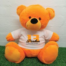 13th Birthday Personalised Bear with T-Shirt - Orange 40cm