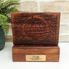 18th Flower Of Life Carved Wooden Trinket Box
