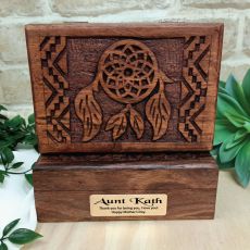 Aunt Carved Wood Trinket Box Dreamcatcher