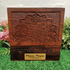 Nan Carved Mandala Wood Trinket Box