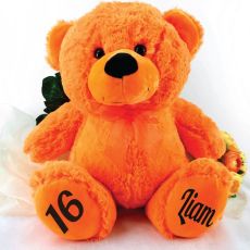 Personalised 16th Birthday Teddy Bear 40cm Plush  Orange