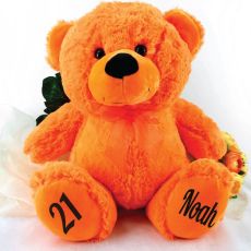 Personalised 21st Birthday Teddy Bear 40cm Plush Orange