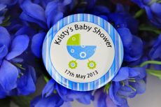 Personalised Baby Shower Party Badge Blue