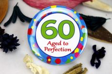 60th Birthday Party Badge - Blue Spots