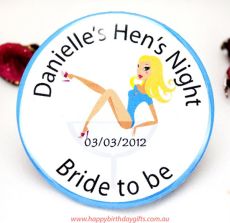 Personalised Hens Party Badge -Assorted- Blue