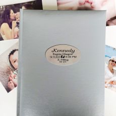Personalised Baby Birth Details Album 300 Photo Silver