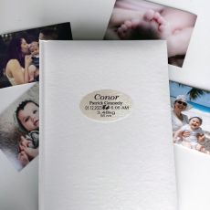 Personalised Baby Birth Details Album 300 Photo White