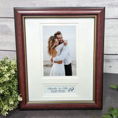 Classic Wood Engagement Photo Frame with Personal Message