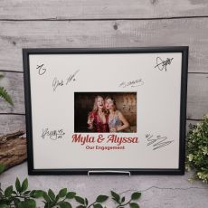 Engagement Signature Frame Black Glitter 4x6 Photo