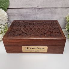 Flower of Life Carved Wood Birthday Trinket Box