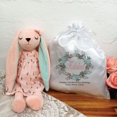 1st Birthday Bunny Plush with Satin Gift Bag