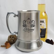 18th Birthday Engraved Personalised Stainless Beer Stein Glass (F)