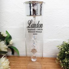 Baptism Glass Candle Holder Sapphire Angel