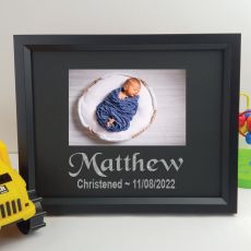 Christening Personalised Photo Frame 4x6 Glitter Black