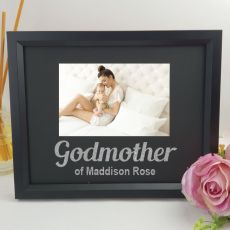 Godmother Personalised Photo Frame 4x6 Glitter- Black 