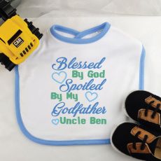 Personalised Godfather Baby Bib- Blue