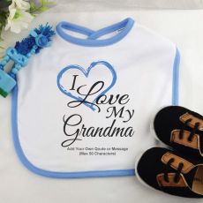 Personalised I Love My Grandma Baby Boy Bib - Blue