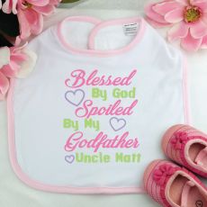 Personalised Godfather Baby girl Bib- Pink