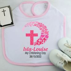 Personalised Baby Girl Christening Bib - Pink