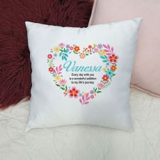 Personalised Cushion Cover - Floral Heart