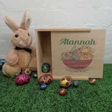 Personalised Easter Box 20cm wood - Basket Bunnies