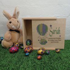 Personalised Easter Box Small Wood - Air Balloon