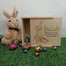Personalised Easter Box 20cm Wood - Rabbit Carrot