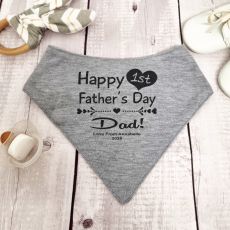 1st Fathers Day Bandana Dribble Bib Grey