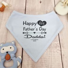 1st Fathers Day Bandana Dribble Bib Blue