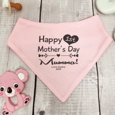 1st Mothers Day Bandana Dribble Bib Pink