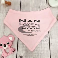 Love You To Moon & Back Nana Bandana Bib Pink