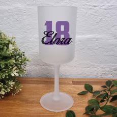 18th Birthday Frosted Wine Glass Goblet