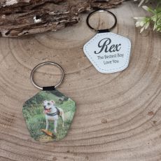 Pet Photo Leather keyring with Message