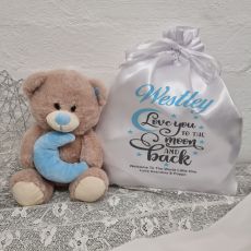 Blue Moon Bear in Personalised Satin Gift Bag