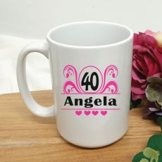 40th Birthday Personalised Coffee Mug - Swirl 15oz