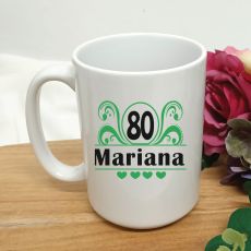 80th Birthday Personalised Coffee Mug - Swirl 15oz
