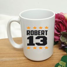 Personalised 13th Birthday Coffee Mug 15oz Star