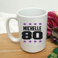 Personalised 80th Birthday Coffee Mug 15oz Star