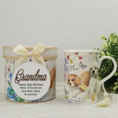 Grandma Mug with Personalised Gift Box Puppy Dog