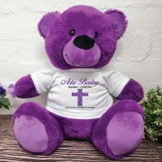 Baptism Personalised T-Shirt Bear 40cm Purple