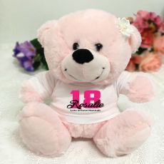 18th Birthday Personalised Teddy Bear Light Pink Plush