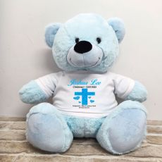 Christening Personalised T-Shirt Bear 40cm Light Blue